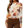 Women's Casual Slim Fit Long Sleeve Polka Dot Neck Blouse