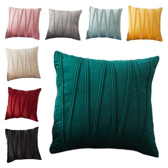 45x45CM Modern Square Pillow Shams Pressing Line Pattern Solid Color Plush Pillowcase Invisible Zipper Closure Sofa Cushion Cover Home Decoration