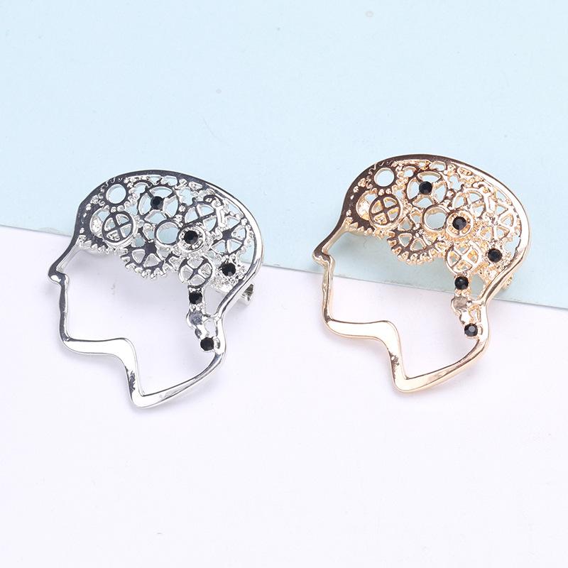 Creative Retro Brain Brooch Alloy Electroplating Personalized Versatile Corsage