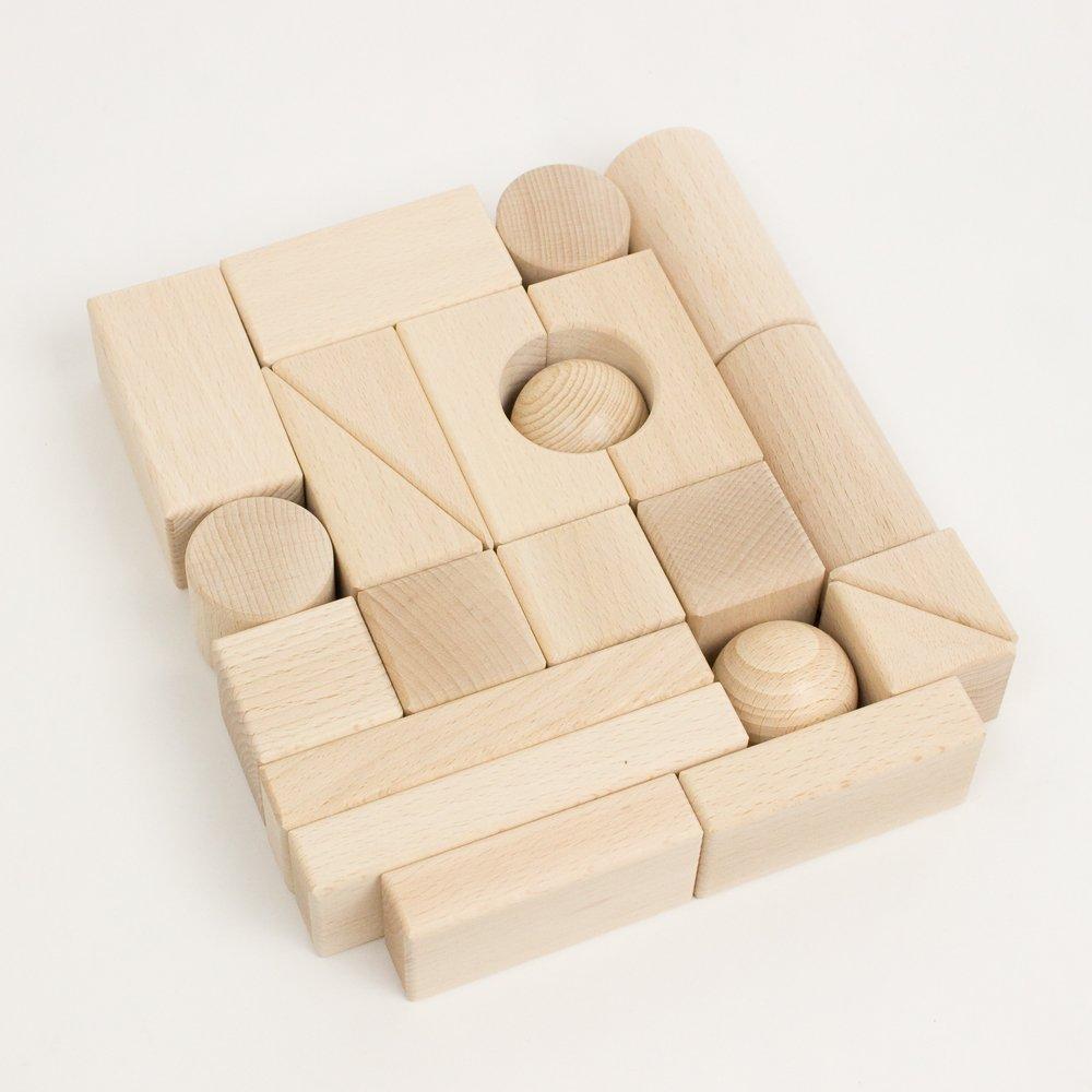 Grandpapa Original Building Block 22 Pieces with Storage Bag Japanese-Made Set, (White Wood)
