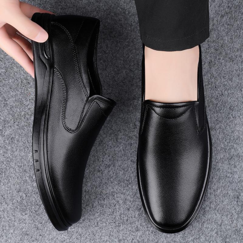 Fashion Genuine Leather Men's Warm Winter Shoes Formal Dress Loafers Casual Soft Mens Business Shoes Comfortable Non-slip Driving Shoes