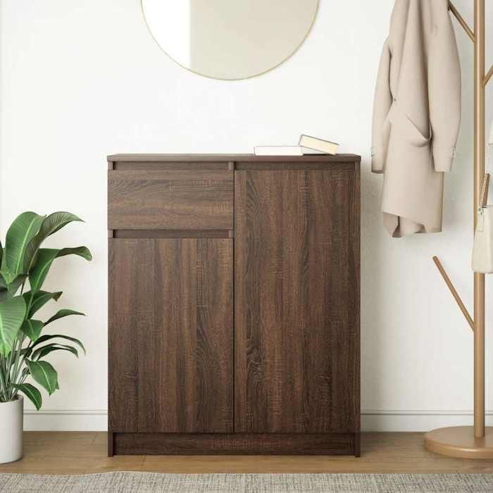VidaXL Buffet avec tiroir chêne brun 71x35x84 cm bois d'ingénierie, meuble de rangement, buffet, meuble d'entrée, meuble 861595