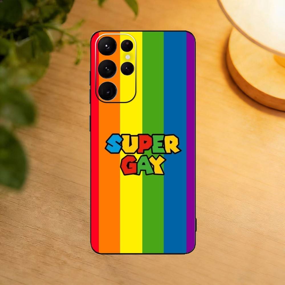 Gay Lesbian LGBT Rainbow Flag Phone Case For Samsung S25,S24,S21,S22,S23,S30,Ultra,S20,Plus,Fe,Lite Black Shell