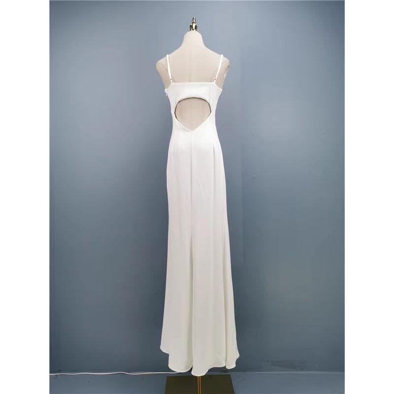 Export Single Export Go-Getter Girl Style Lu's Open Back Sexy Slit Long Leg Dress Fairy White Dress Long Dress