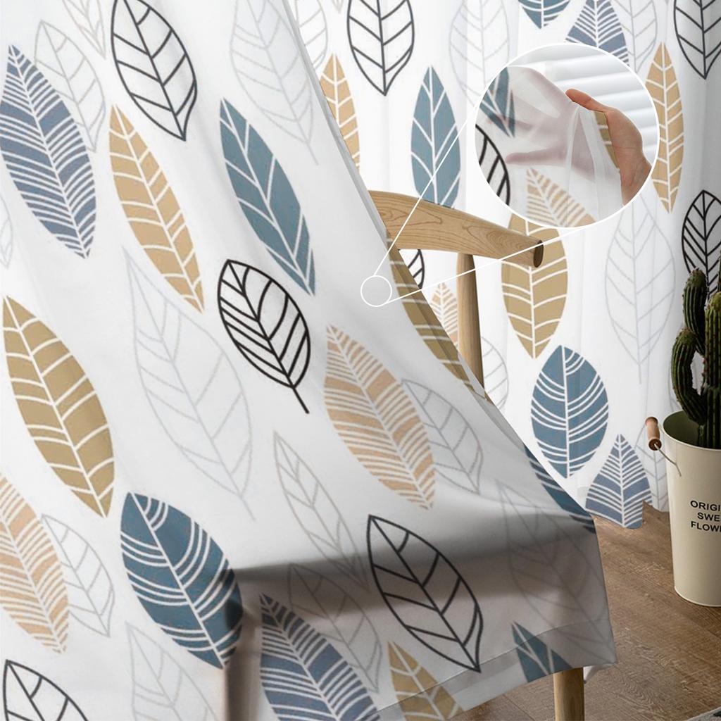Leaves Modern Curtain For Living Room Transparent Tulle Curtains Window Sheer For The Bedroom Accessories Decor