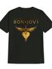 Codzienny T-shirt z okrągłym dekoltem i złotym sercem i mieczem - Nadruk "Greatest Hits Bon Jovi"
