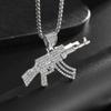 Hip-Hop Crystal Pistol Pendant, Personalized Men and Women Punk Cool Rock Rap Trend Necklace Trend Jewelry Gift
