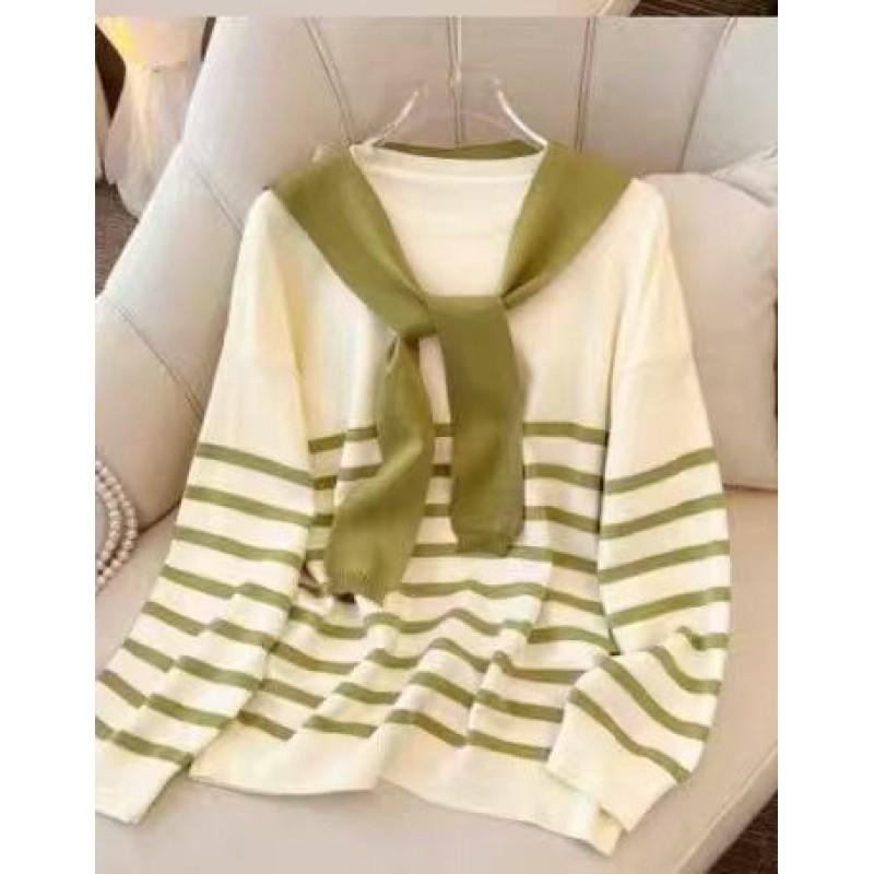 Womens Oversized Striped Knit Sweater Loose Long Sleeve Casual Pullover Cardigan 2025