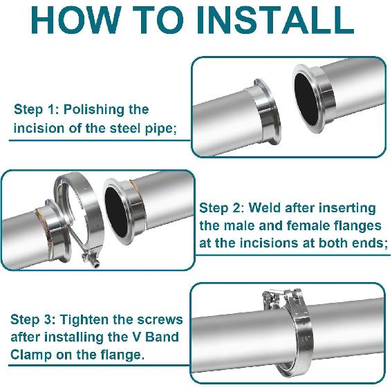 3 Inch V Band Clamp, Exhaust V Band Clamp 3 Inch With Male Female Flanges 304 Stainless Steel(1Pcs).