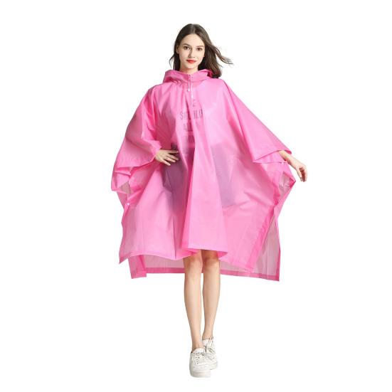 Transparenter EVA-Regenmantel mit Kapuze für Erwachsene, Unisex, mittellanger Poncho mit Druckknöpfen, wasserdicht, winddicht, Wanderregenmäntel für Männer und Frauen