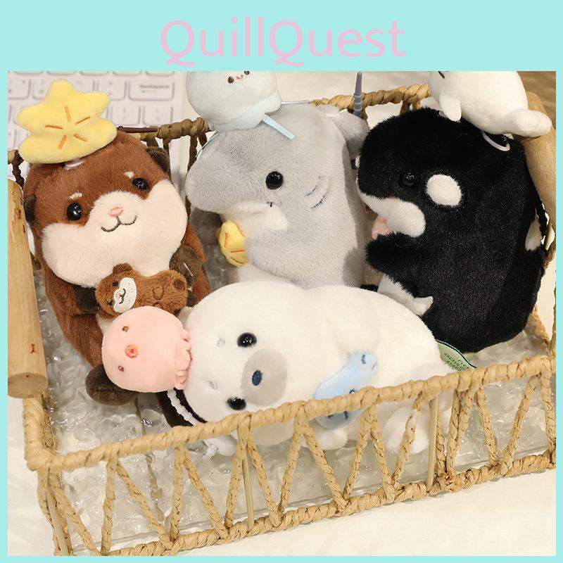 Animal Themed Marine Plush Toy Otter Seal Whale Shark Keychain Gift Pendant