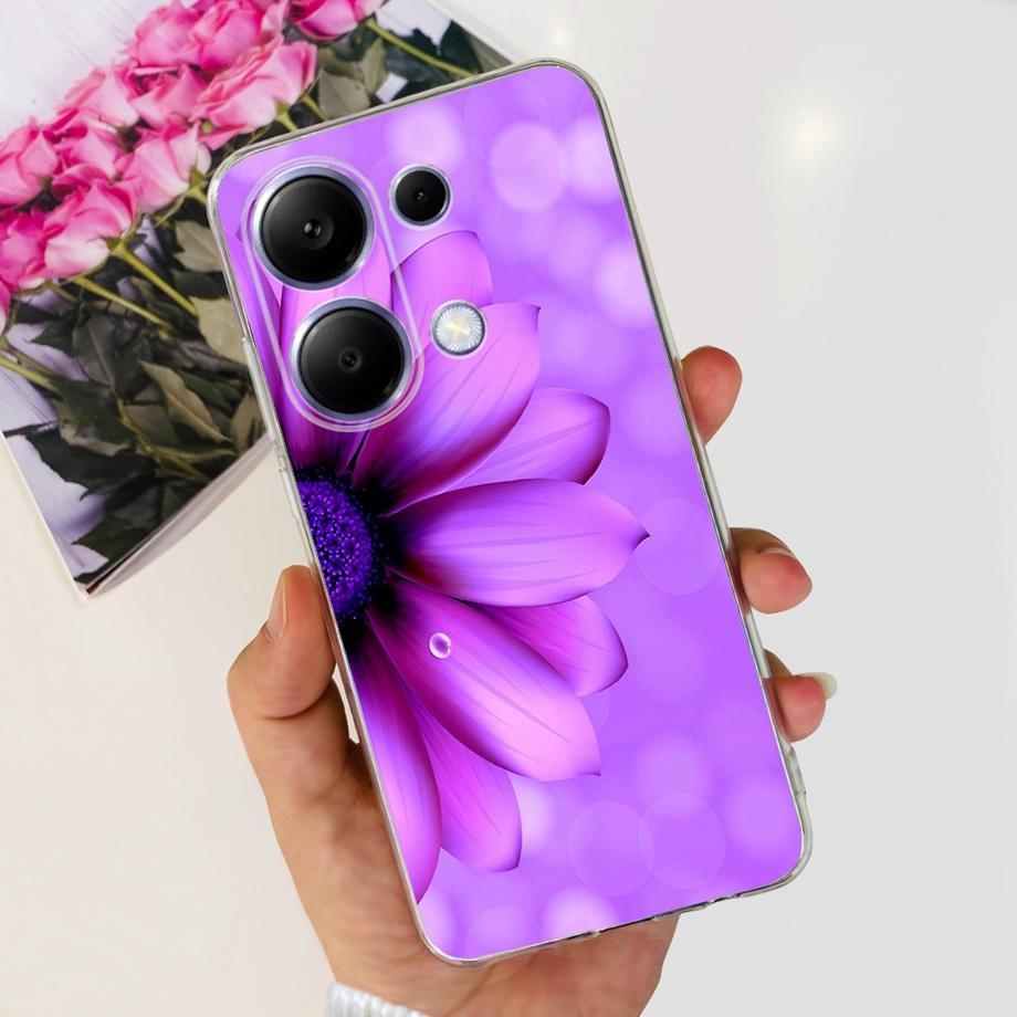For Xiaomi Redmi Note 13 Pro 4G / 5G Back Case SOFT Slim TPU Silicone Flower Butterfly Colorful Bumper Funda For Note13 Pro Capa