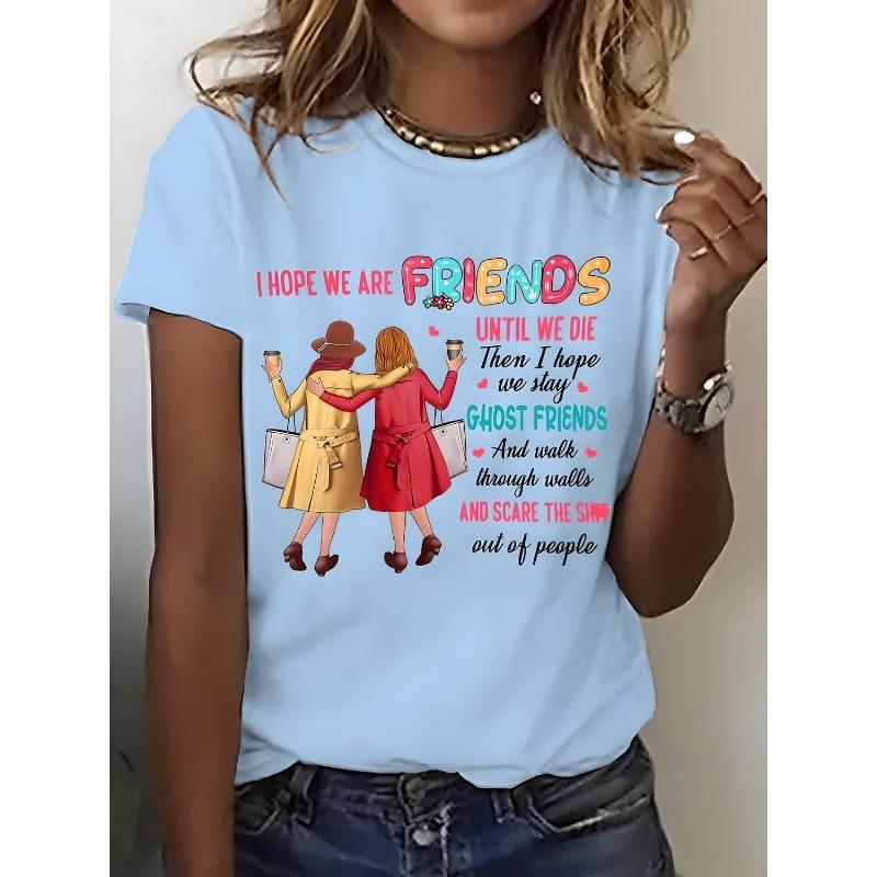 Women's T Shirt Print Graphic Letter Vintage Stylish Classic Short Sleeve Crew Neck Round Neck Regular Tops