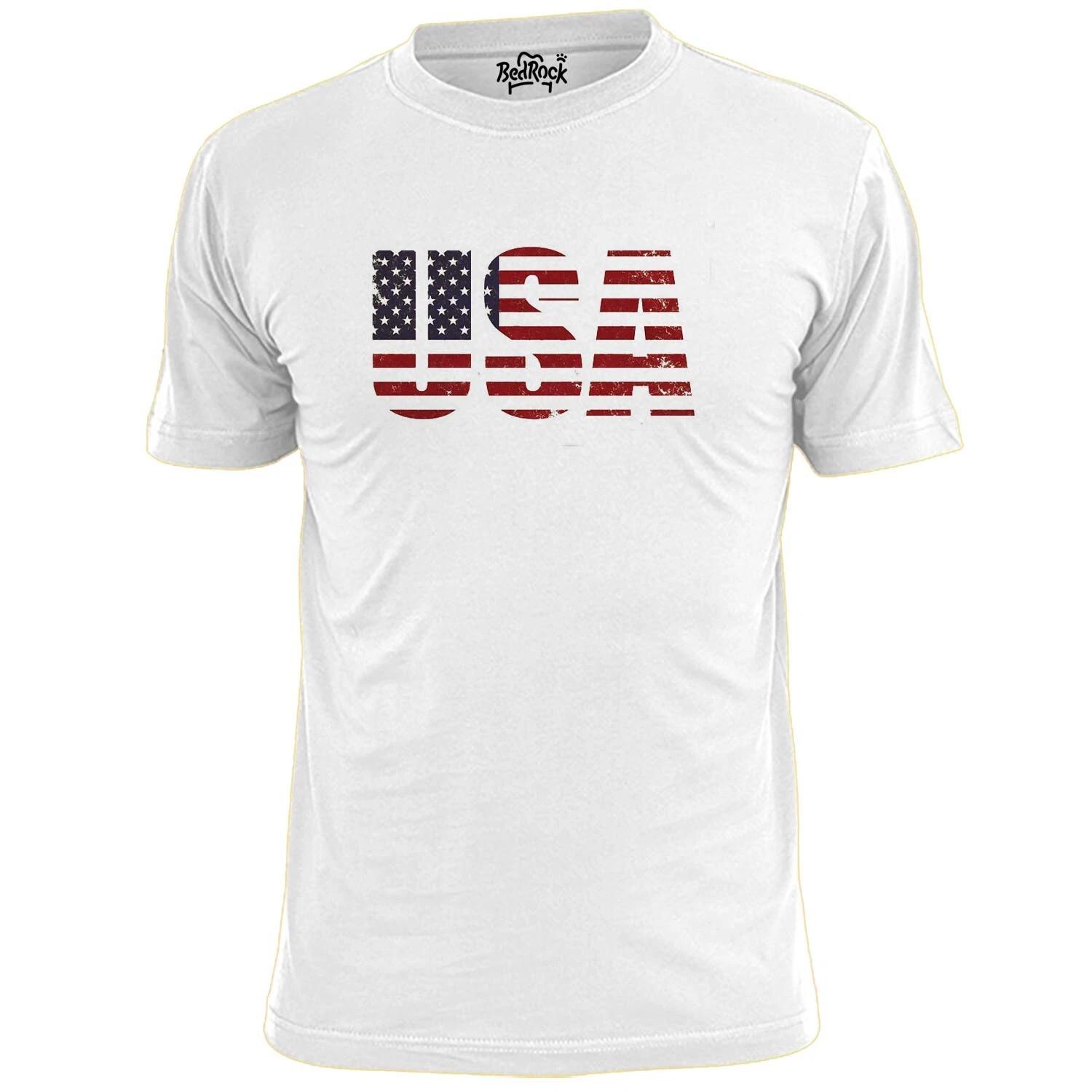 Mens USA Text Flag T shirt America Soccer S