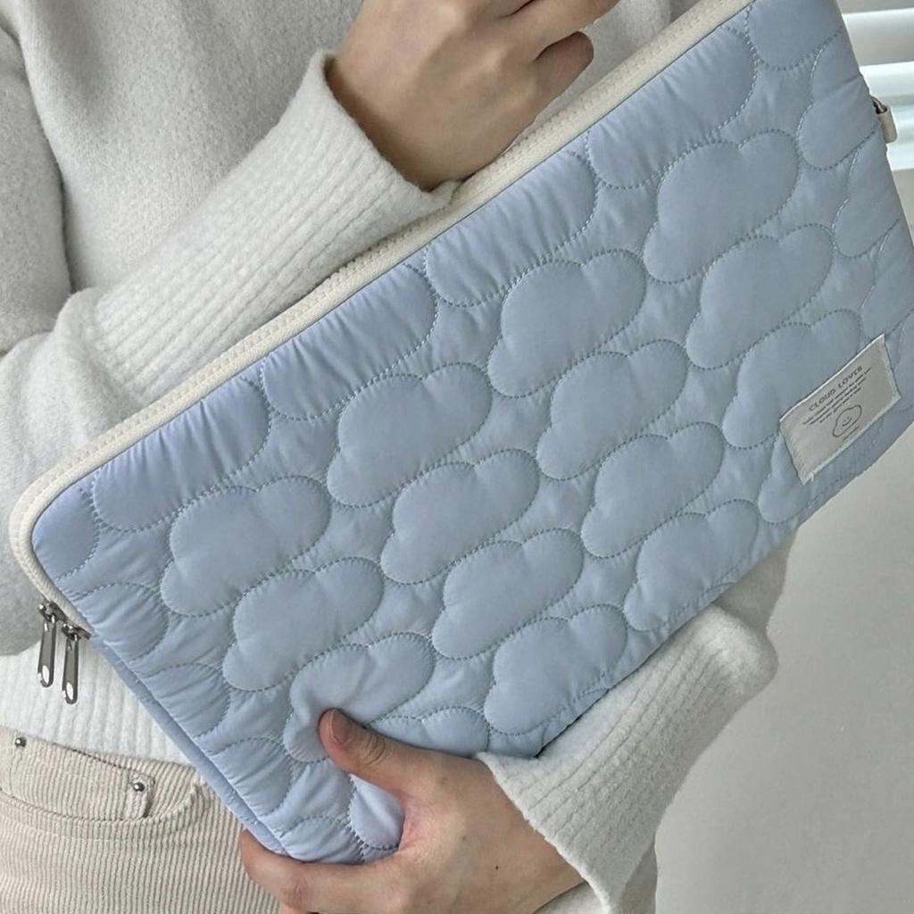 TS JYL Laptop bag,Korean Cloud iPad Sleeve Quilted Soft 13 Inch Shockproof Laptop Case
