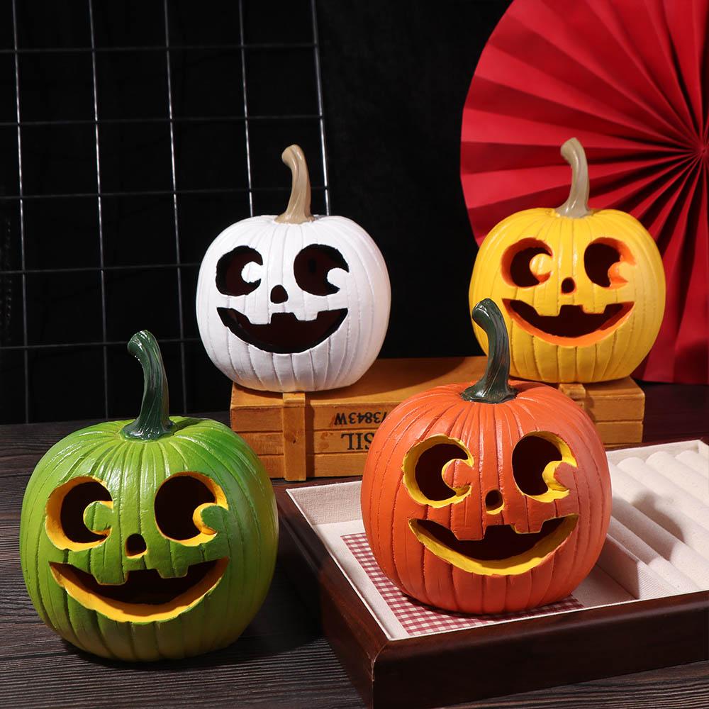 Multi-Color Halloween Pumpkin Ornaments Resin Pumpkin Statue Harvest Festival Ornaments  Autumn