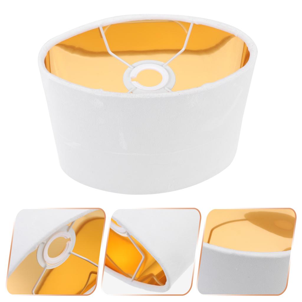 Oval Lamp Shades Table Lamp Cover White Golden Lining E27 Simple Cloth Light Cover Durable Lampshade Bedroom Living Room Office