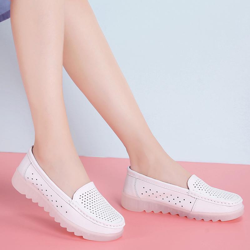 Women Summer Breathable Fitness Sneakers Women Soft Soled Casual Mom Shoes Work Nurse Shoes Flat Soled Bean Shoes for Women