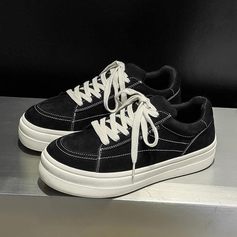 Casual Thick-Soled Inner Height College Style Basic Commuter Sports Shoes Men'S And Women'S Trendy Classic Round Head Board Shoes