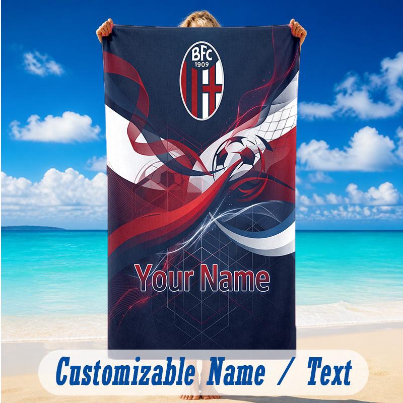 Beach Towel Custom Name Text, Quick Dry Large Towel For Beach HomeBologna FC