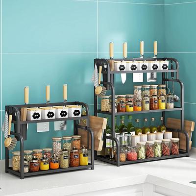 Multi-function Kitchen Countertop Rack for Seasoning, Utensils, and Knives