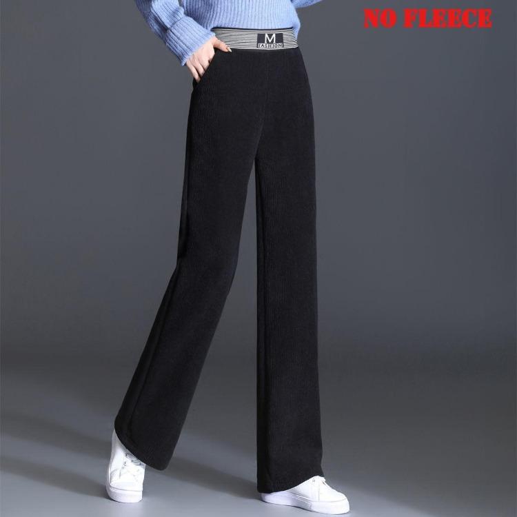 Women's High Waist Velvet Warm Wide Leg Pants Loose Straight Trousers Thickened Bottom Fashion Plus Size Autumn Winter