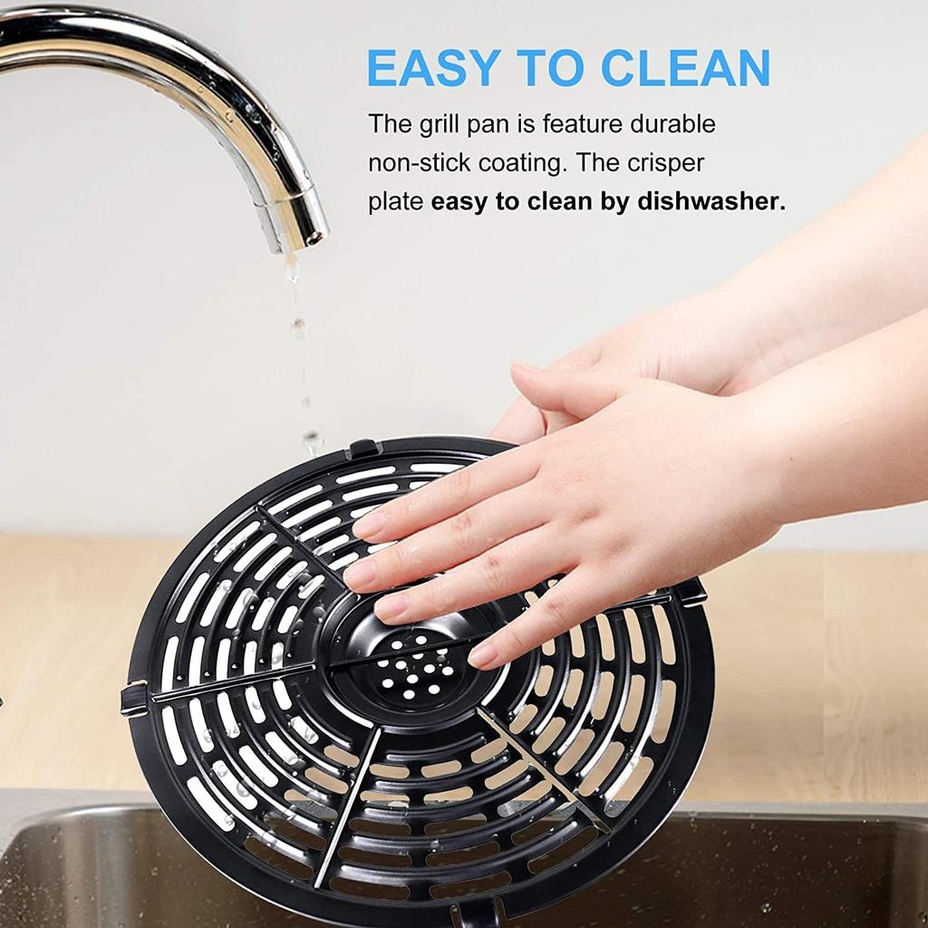 Air Fryer Grill Pan for Power XL 5QT Air fryer, 8.7'' 5QT Round Non-Stick Replacement Tray Rack Parts Accessories Crisper Plate Grill Plate,
