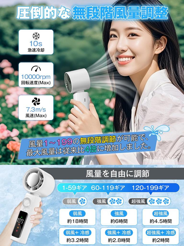 Handheld Fan with Cooling Plate New Release Powerful Airflow Cooling Handheld Fan with Stepless Airflow Adjustment LED 6000mAh High Quiet Heatstroke