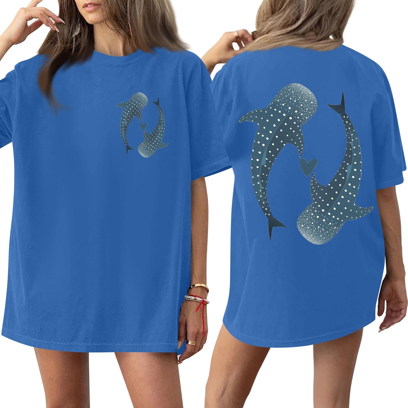 

Women s Round Neck Printed Short,sleeved T,shirt Top L синій