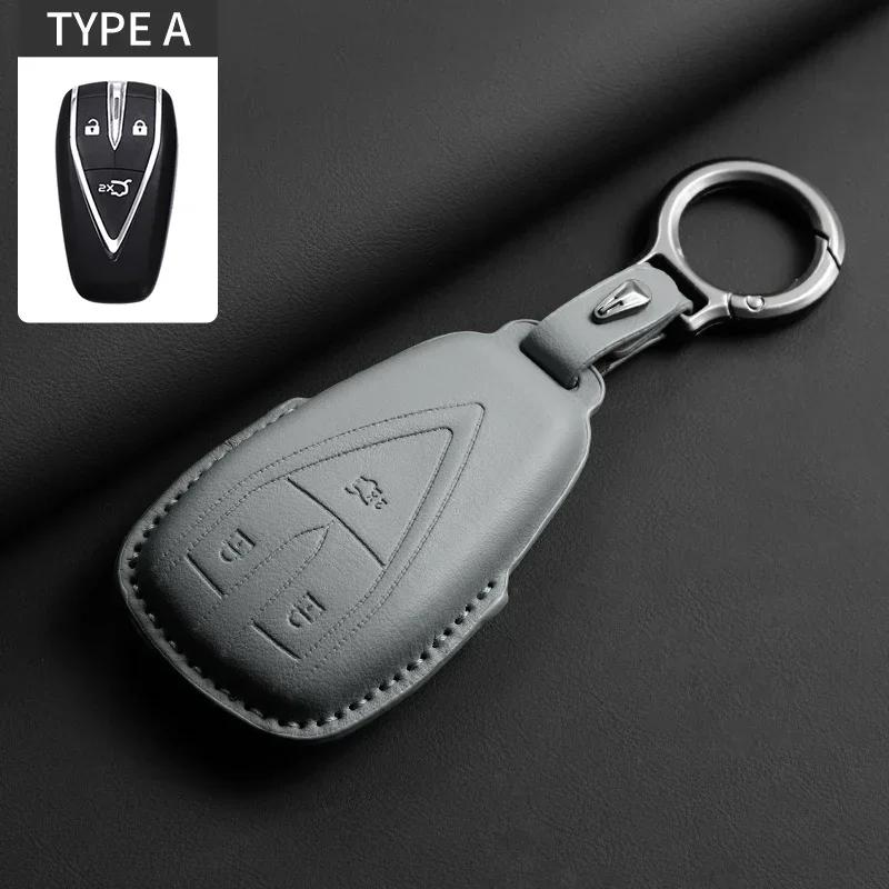 Leather Car Key Case Cover Holder Keychain Protective Shell for Changan Deepal S7 SL03 UNIT UNIK CS35 Plus CS55 Plus CS75