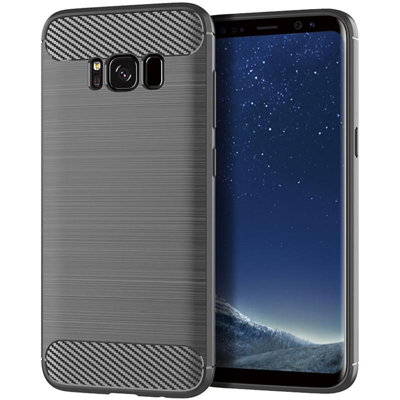 Custodia in Silicone Antiurto per Samsung S8 Plus Galaxy S8+ Custodia in Fibra di Carbonio Spazzolata per Galaxy s8plus Cover Posteriore Coque Fundas