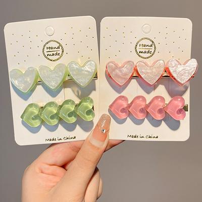 2 adet/takım tatlı sevimli patlama yan klip pembe şeftali kalp firkete patlama klip tokalarım kadın kızlar kenar klip firkete BB klip