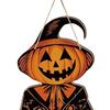 Vintage Halloween Pumpkin Door Sign Spooky Felt Pumpkin Man Hanging Welcome Sign Retro Wall Door Hanger for Farmhouse Home Decor