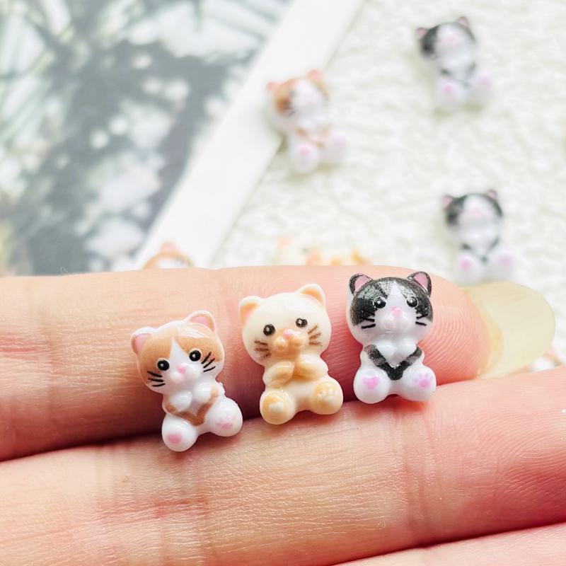55 Pcs New Cute Mini Resin Mixed Color Kitten Flatback Ornament Jewelry Making Manicure Hairwear Accessories A45