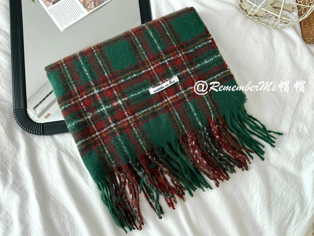 Scarf winter women's high-end sense new plaid Korean version couple shawl red cold-proof versatile thickened scarf