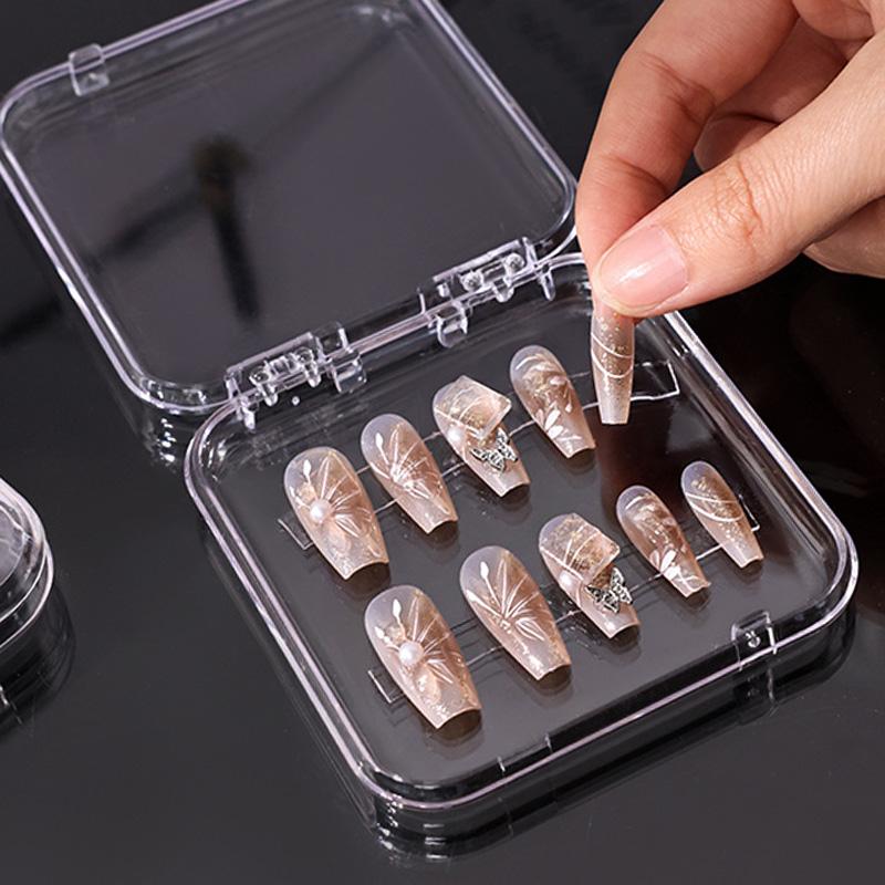 10pcs Wear Nail Art Storage Box Transparent Packaging Boxes Dustproof Flip Up Jewelry Box