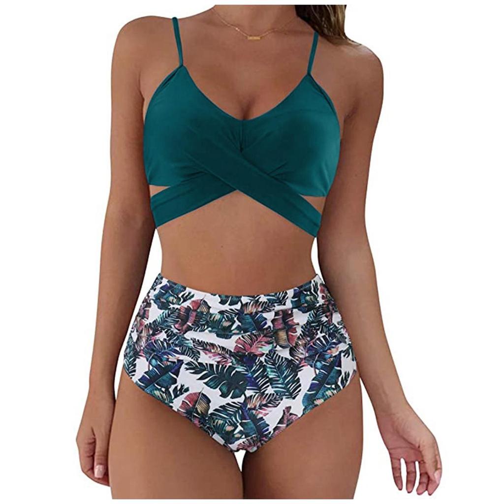 Women Sexy Leopard Print Bikini Set Push Up Bathing Swimwear High Waist Swimsuit