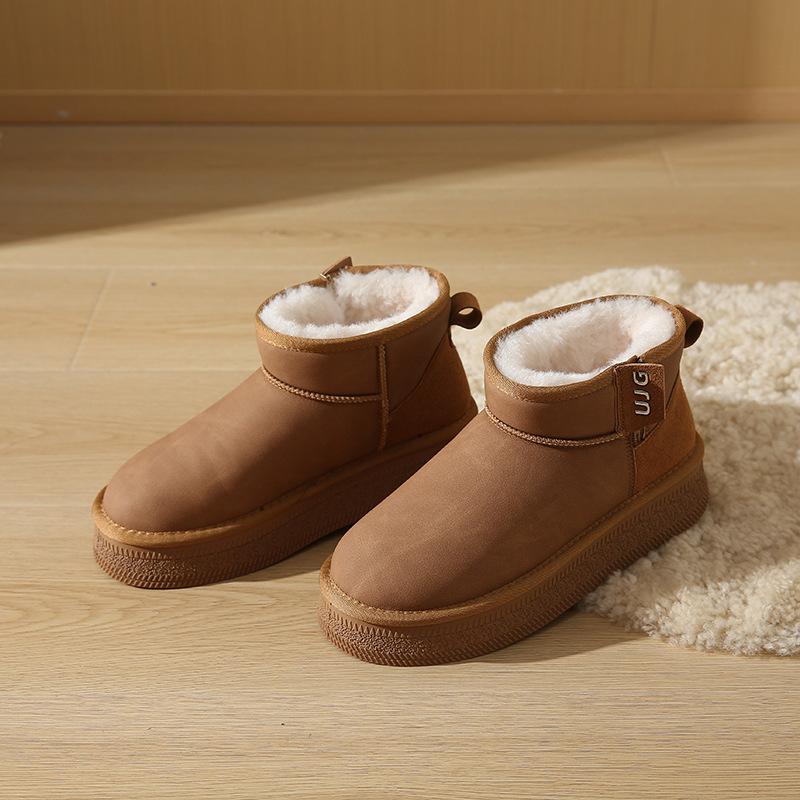 

Thick-soled fur integrated snow boots women s 2024 autumn and winter new velvet warm cotton boots thickened Northeast cotton shoes short boots 35