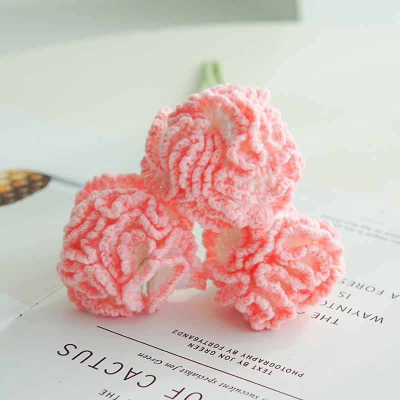 Handmade Woven Yarn Knitted Faux Flower Bouquet