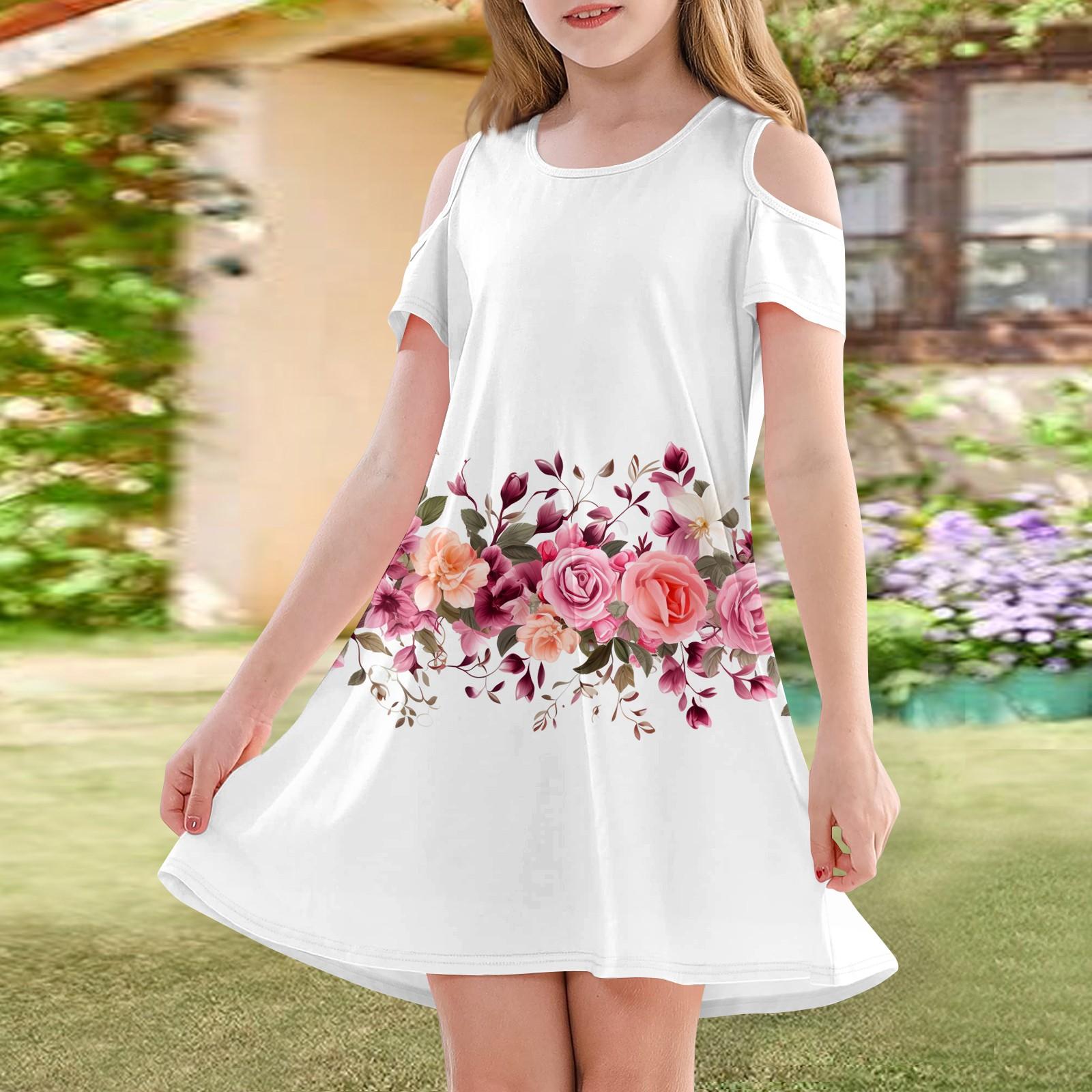 

Платье А-силуэта для девочек - летнее повседневное платье без рукавов для малышей 160 белый