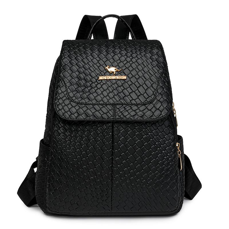 Woven Backpack Women Large Capacity Commuter Backpack Multifunctional Student Schoolbag