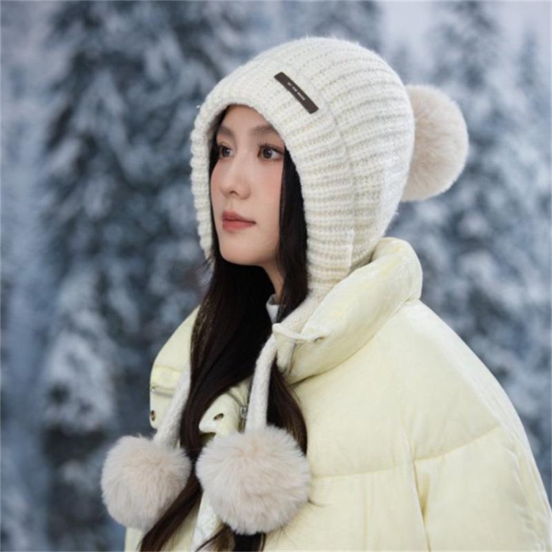 Beanie Hat with Earflap, Stretchy Acrylic Fabric, Adjustable Cap, and Storage Pocket, Hand Wash or Dry Clean