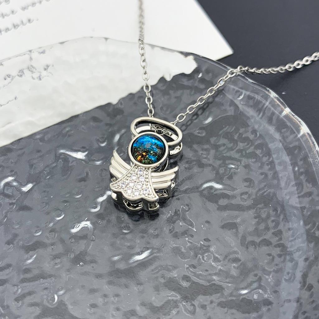 Necklace popular hot sale azure blue starry sky necklace accessories women's light luxury high sense hot sale planet versatile titanium steel necklace