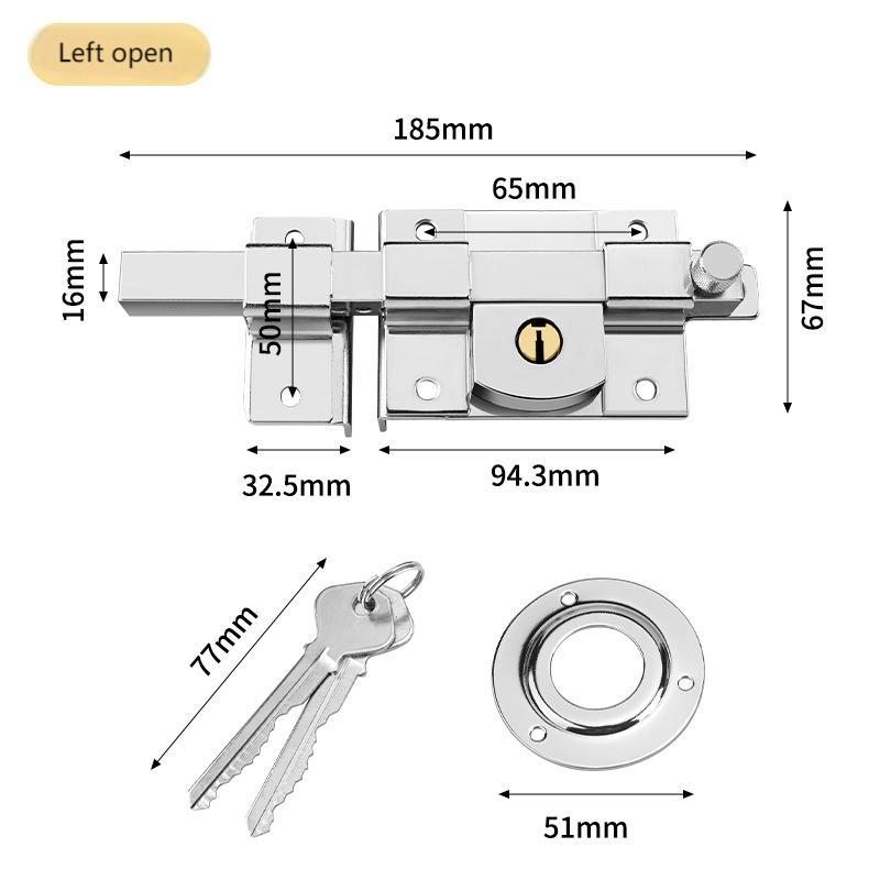 Thickened fence door cross key old-fashioned exterior lock anti-theft door wooden door lock mechanical pin lock door ruler lock