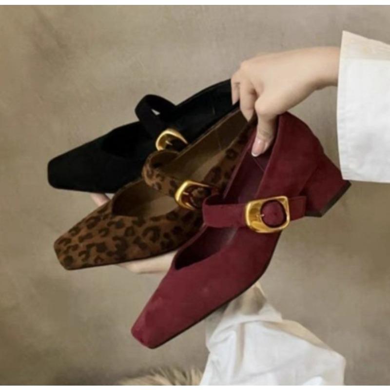 Frühling und Herbst Neue Modische Bequeme Elegante Lässige Leopardenmuster Abriebfeste Einzelne Schuhe Damen Mary Jane Schuhe