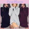 Elegant Women's Warm Knitted Jumper Mini Dress With High Neck Chunky Sweater Top