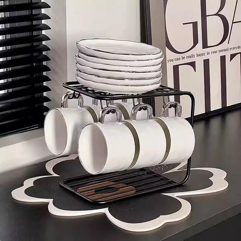 Nordic Style Luxury Ceramic Coffee Cup Set (6 Pieces) - Elegant Housewarming Gift