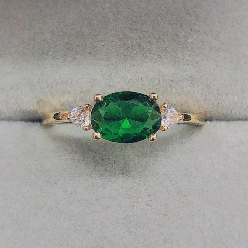 Nuovi Anelli Romantici Delicati Per Donna Cristallo Verde Zirconia Cubica Colore Oro Matrimonio Fidanzamento Anello da Donna Gioielli di Moda