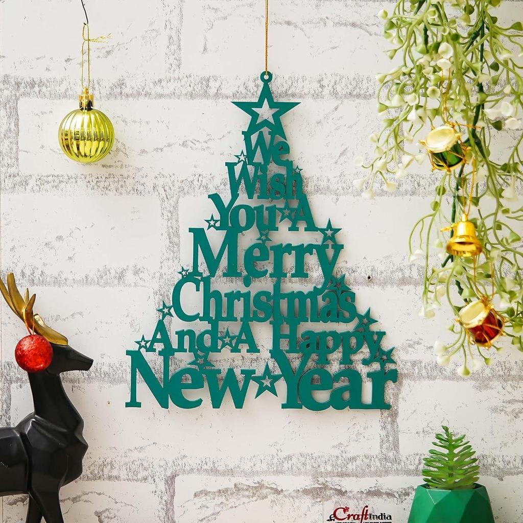 Hölzerner Grüner Froher Weihnachtsbaum Wandbehang Prunkstück Wir wünschen Ihnen ein frohes Weihnachtsfest und ein glückliches neues Jahr | Weihnachtsdekorationsartikel