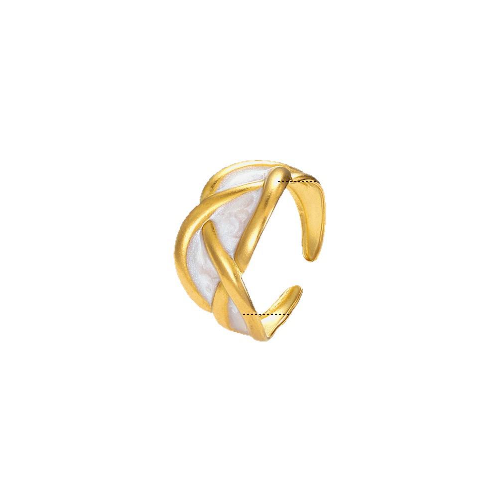 Vintage Geometric Open Index Finger Ring: Drip Oil Stainless Steel Titanium Band for Women
